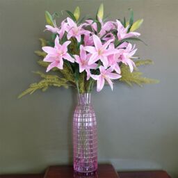 Leaf Glass Vase Tall Pink Square Glass Vase 49cm Botanik - thumbnail 2