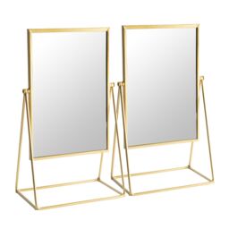 Harbour Housewares 2x 39cm Rectangle Makeup Mirrors - Dressing Table Tabletop Cosmetic Bathroom Mirror in Gold - Size: 2x 39 cm - thumbnail 1