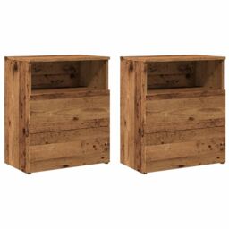 Berkfield Home Bedside Cabinets 2 pcs Old Wood 50x32x60cm Engineered Wood in Brown - Size: 50 x 32 x 60 cm - thumbnail 2