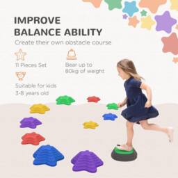 STILVORA Children's Balance Stepping Stones Set of 11 Non-Slip - thumbnail 4