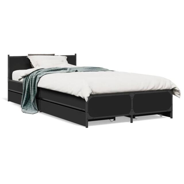 Berkfield Home Bed Frame with Drawers without Mattress Black 75x190 cm Small Single - image 1