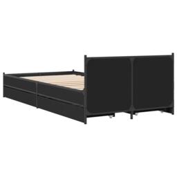 Berkfield Home Bed Frame with Drawers without Mattress Black 75x190 cm Small Single - thumbnail 6