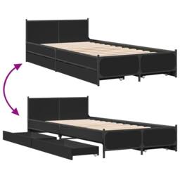Berkfield Home Bed Frame with Drawers without Mattress Black 75x190 cm Small Single - thumbnail 7