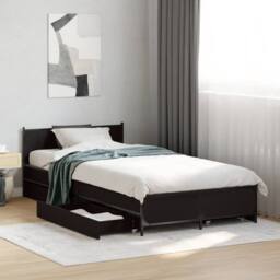 Berkfield Home Bed Frame with Drawers without Mattress Black 75x190 cm Small Single - thumbnail 2