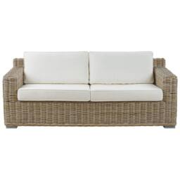 Wyld and Coco 4 Seater Rattan Garden Conversation Set Brown Off-White Cushions in Natural - thumbnail 4
