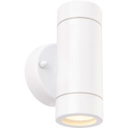 Loops Up & Down Twin Outdoor IP44 Wall Light - 2 x 7W GU10 LED - Gloss White & Glass