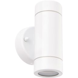 Loops Up & Down Twin Outdoor IP44 Wall Light - 2 x 7W GU10 LED - Gloss White & Glass - thumbnail 3