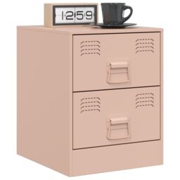 Berkfield Home Bedside Cabinets 2 pcs Pink 34.5x39x44 cm Steel - thumbnail 3