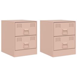 Berkfield Home Bedside Cabinets 2 pcs Pink 34.5x39x44 cm Steel - thumbnail 2