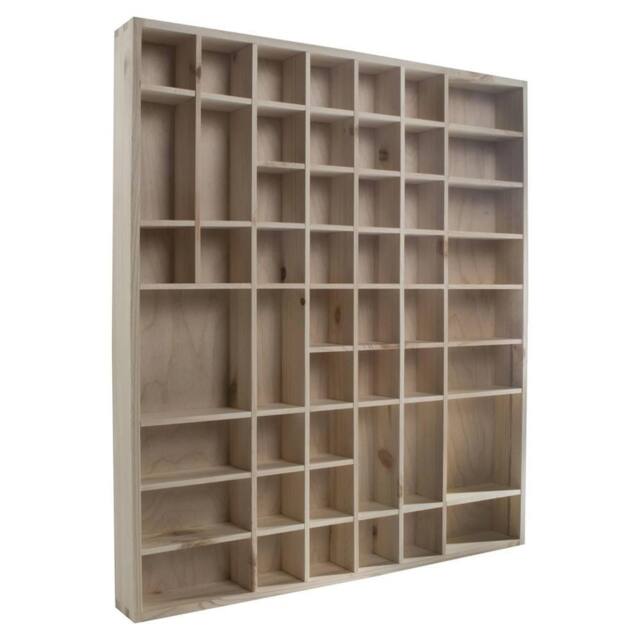 Nordara Large Wooden Wall Storage Shelf Multicompartment Paintable Rack in Natural - image 1