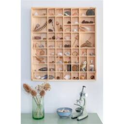 Nordara Large Wooden Wall Storage Shelf Multicompartment Paintable Rack in Natural - thumbnail 3