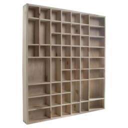 Nordara Large Wooden Wall Storage Shelf Multicompartment Paintable Rack in Natural