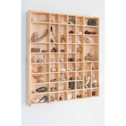 Nordara Large Wooden Wall Storage Shelf Multicompartment Paintable Rack in Natural - thumbnail 4
