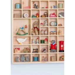 Nordara Large Wooden Wall Storage Shelf Multicompartment Paintable Rack in Natural - thumbnail 5