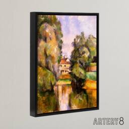 "Artery8 Paul Cezanne Country House By A River Framed Canvas Wall Art Print - Size: W12"" x H16""" - thumbnail 2
