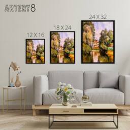 "Artery8 Paul Cezanne Country House By A River Framed Canvas Wall Art Print - Size: W12"" x H16""" - thumbnail 4