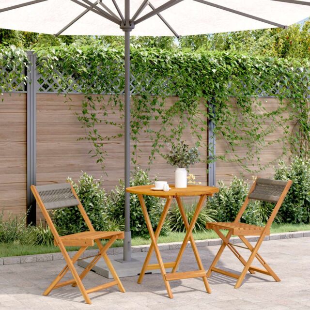Berkfield Home 3 Piece Bistro Set Grey Polypropylene & Solid Wood - image 1