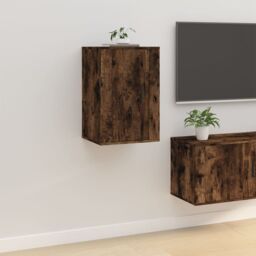 Berkfield Home Wall Mounted TV Cabinets 2 pcs Smoked Oak 40x34.5x60 cm in Brown - thumbnail 4