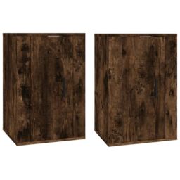Berkfield Home Wall Mounted TV Cabinets 2 pcs Smoked Oak 40x34.5x60 cm in Brown - thumbnail 2