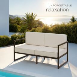 tectake Garden Sofa Comosa - two-seater sofa, XXL padding, steel frame in Brown - Size: 2 Seater - thumbnail 8