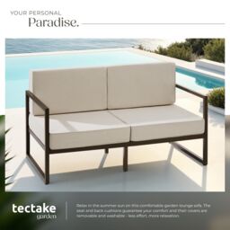 tectake Garden Sofa Comosa - two-seater sofa, XXL padding, steel frame in Brown - Size: 2 Seater - thumbnail 4
