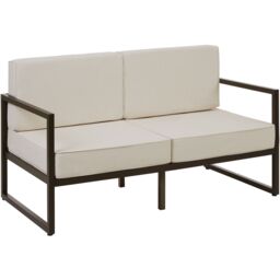 tectake Garden Sofa Comosa - two-seater sofa, XXL padding, steel frame in Brown - Size: 2 Seater - thumbnail 1