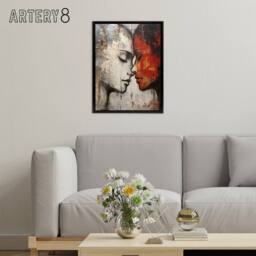 "Artery8 Love & Affection Lesbian Couple Framed Canvas Wall Art Print in Red - Size: W12"" x H16""" - thumbnail 3