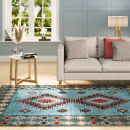 Kukoon Blue Geometric Soft Chenille Washable Living Room Area Rug in Pale Blue - Size: 120 cm x 170 cm - thumbnail 2