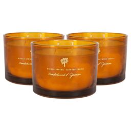 Nicola Spring 350g Sandalwood & Jasmine Soy Candles - Pack of 3 - Double Wick Sweet in Orange