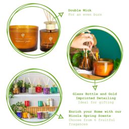 Nicola Spring 350g Sandalwood & Jasmine Soy Candles - Pack of 3 - Double Wick Sweet in Orange - thumbnail 3