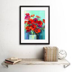 "Artery8 Flowers Red Bouquet Vase Home Decor 12x16"" Framed Art Print - Size: W12"" x H16""" - thumbnail 2