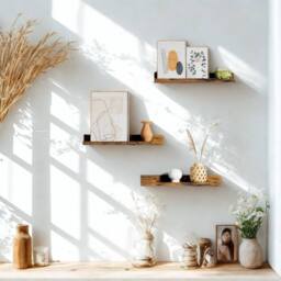 Pirlo Plush Set of 3 Wall Mounted Shelves Industrial Rustic Brown - thumbnail 3