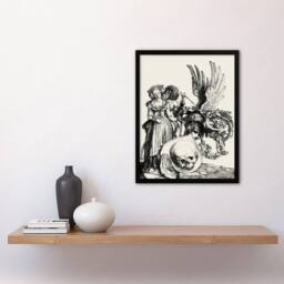 Artery8 Albrecht Durer Coat of Arms with a Skull Framed Wall Art Picture Print in White - Size: A4 - thumbnail 2