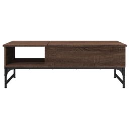 Berkfield Home Coffee Table Brown Oak 100x50x35 cm Engineered Wood & Metal - Size: 100 x 50 x 35 cm - thumbnail 5