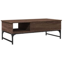 Berkfield Home Coffee Table Brown Oak 100x50x35 cm Engineered Wood & Metal - Size: 100 x 50 x 35 cm - thumbnail 2
