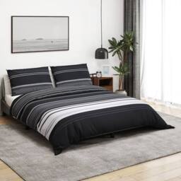 Berkfield Home Elegant Duvet Cover Set Black & White 225x220 cm Cotton - thumbnail 2