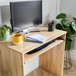 Home Source Computer Desk PC Laptop Table Home Office Study Workstation Gaming in Light Oak - thumbnail 8