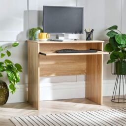 Home Source Computer Desk PC Laptop Table Home Office Study Workstation Gaming in Light Oak - thumbnail 7