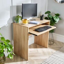 Home Source Computer Desk PC Laptop Table Home Office Study Workstation Gaming in Light Oak - thumbnail 5