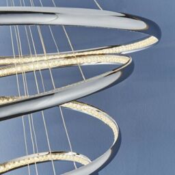 Loops LED Ceiling Pendant Light 97W Warm White Chrome & Crystal 5 Ring/Hoop Strip Lamp - thumbnail 5