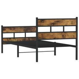 Berkfield Home Metal Bed Frame without Mattress Smoked Oak 107x203 cm in Brown - thumbnail 6