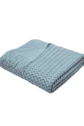 Appletree 'Textured Knit' Knitted Throw in Blue - Size: 130 cm x 180 cm - thumbnail 2