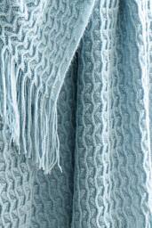 Appletree 'Textured Knit' Knitted Throw in Blue - Size: 130 cm x 180 cm - thumbnail 3