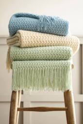 Appletree 'Textured Knit' Knitted Throw in Blue - Size: 130 cm x 180 cm - thumbnail 4