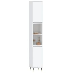 Berkfield Home Bathroom Cabinet White 30x30x190 cm Engineered Wood - Size: 30 x 30 x 190 cm - thumbnail 3