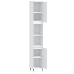 Berkfield Home Bathroom Cabinet White 30x30x190 cm Engineered Wood - Size: 30 x 30 x 190 cm - thumbnail 6