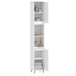 Berkfield Home Bathroom Cabinet White 30x30x190 cm Engineered Wood - Size: 30 x 30 x 190 cm - thumbnail 4