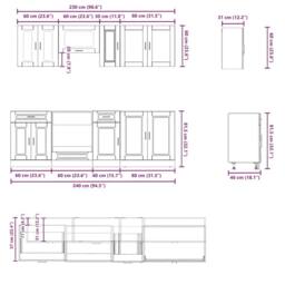 Berkfield Home 8 Piece Kitchen Cabinet Set Kalmar Old Wood Engineered Wood in Brown - thumbnail 7