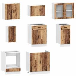 Berkfield Home 8 Piece Kitchen Cabinet Set Kalmar Old Wood Engineered Wood in Brown - thumbnail 4