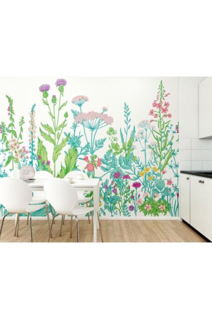 Origin Murals Botanical Fleur Wall Mural in Pink - Size: W350 cm x H280 cm - image 1